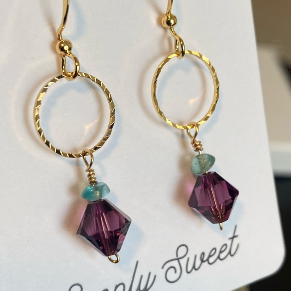 Swarovski Amethyst and Apatite earrings - Picture 6 of 6